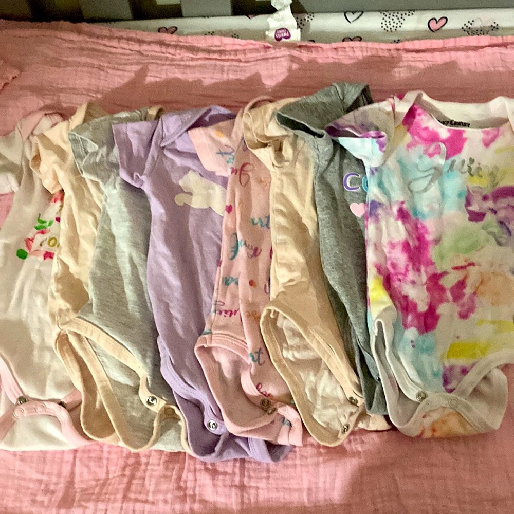 Juicy contour, Puma mixed 8 pack onesie, 0-3 months